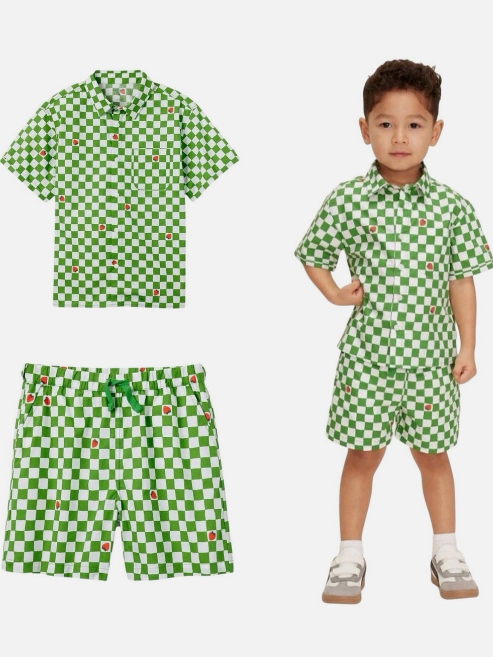 kate spade target gingham Green White Checkered Strawberry set baby toddler 18 m
